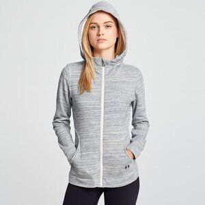Under Armour Heather Gray Full Zip Hoodie S/M – Soft Cotton Blend, Pockets